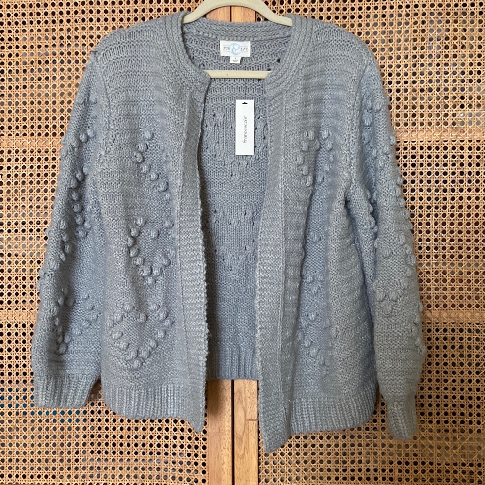 Heart Popcorn cardigan NWT